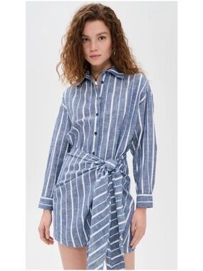 Apiece Apart Blue Striped Alessandra Mini Dress Wrap Dress size 2